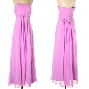 Strapless Purple Chiffon Maxi Bridesmaid Dress
